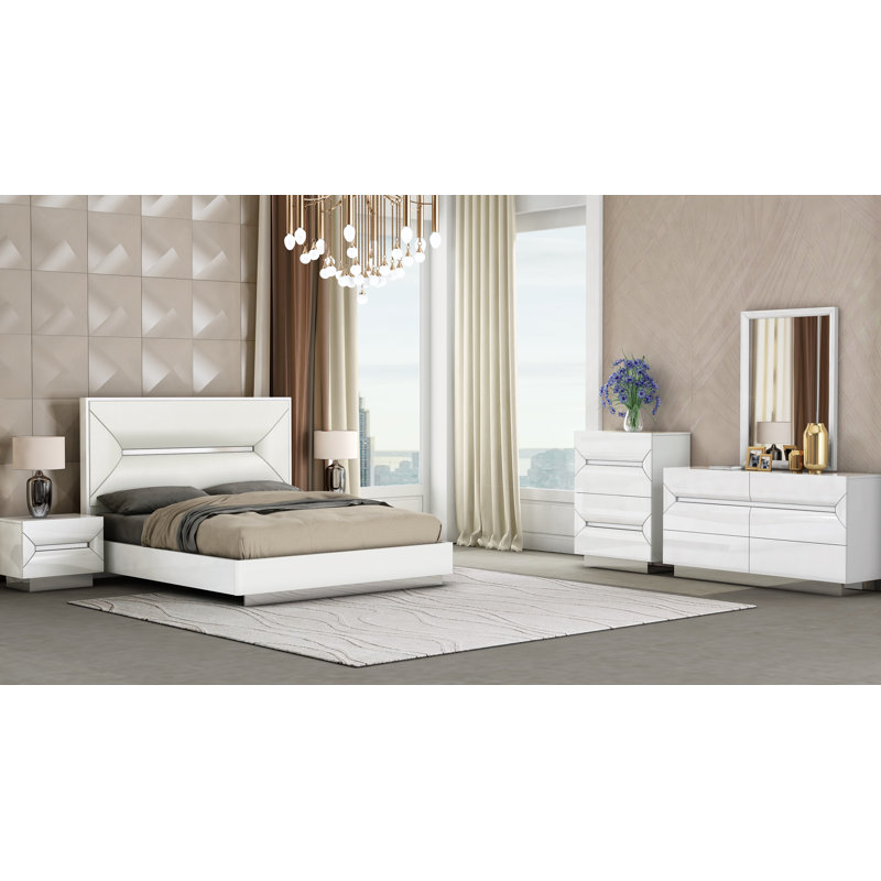 Table de chevet en bois manufacturé Anahat, Blanc