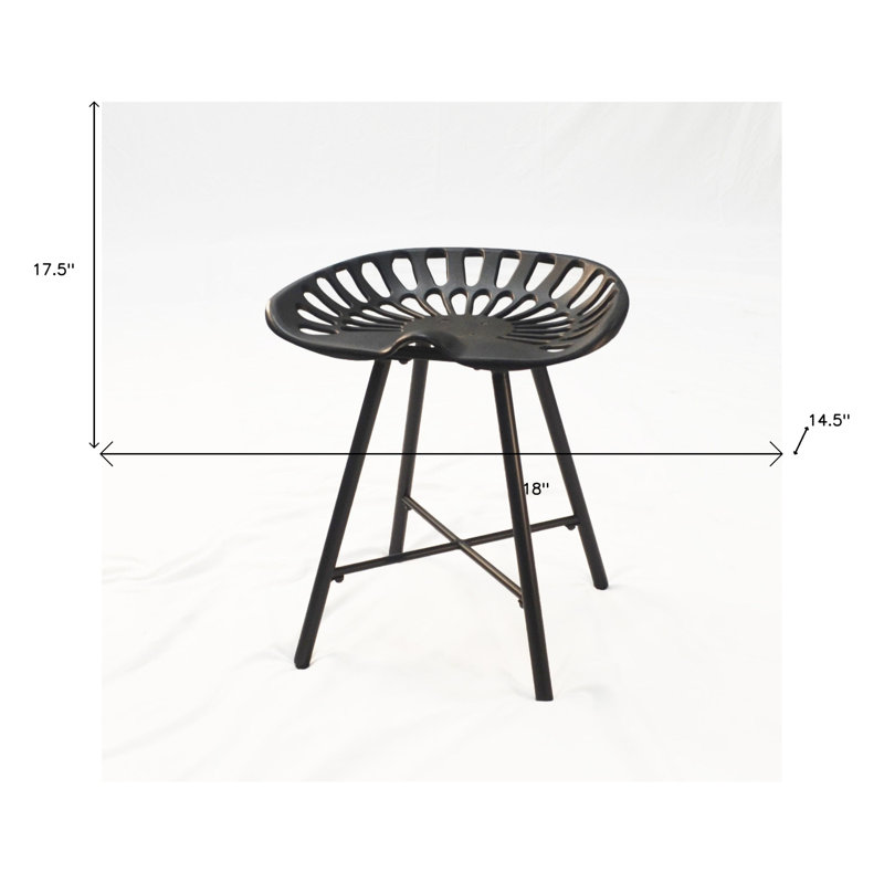 Chaise sans dossier en métal 18 po, Noir