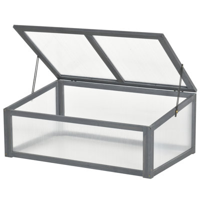 Cold Frame 100*65*40 cm Wood 1 Piece Cold Frame Grey with Openable Top Cover