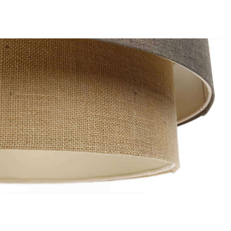 Zygi 1 - Light Cream Drum Pendant, Brown/Yellow Mustard