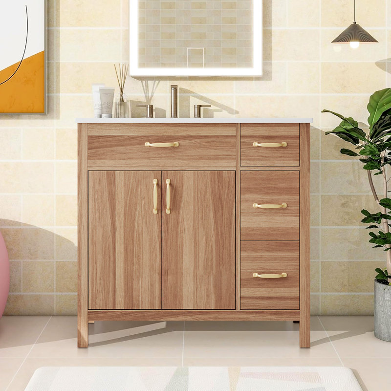 36'' Single Bathroom Vanity with Ceramic Top