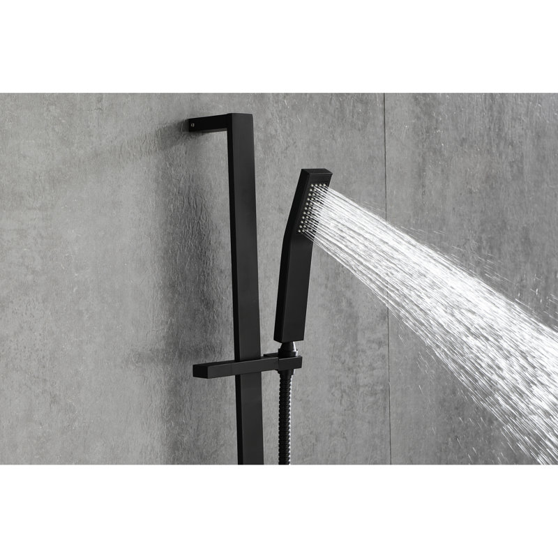 Matte Black Handheld Shower With 28-Inch Slide Bar And Convenient Spray Modes Head Construction 59-Inch Hose In