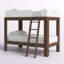 Lit superposé simple en bois massif Ambur, blanc / noyer-83101324