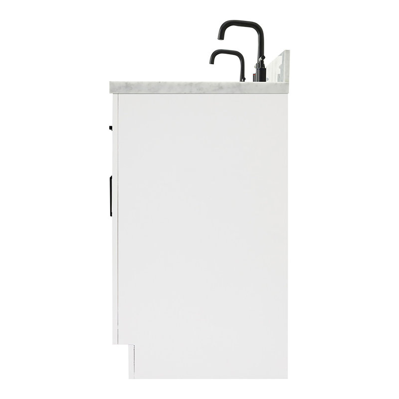 ARIEL HEPBURN 73 IN DOUBLE RECTANGLE SINK VANITY 1,5 IN, White, 73", Rectangular