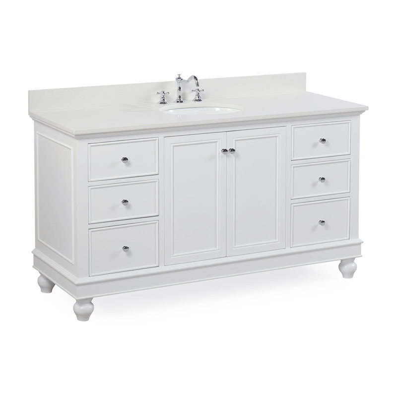 Ensemble de meuble-lavabo simple 60 po Ferdinand, Blanc, Quartz