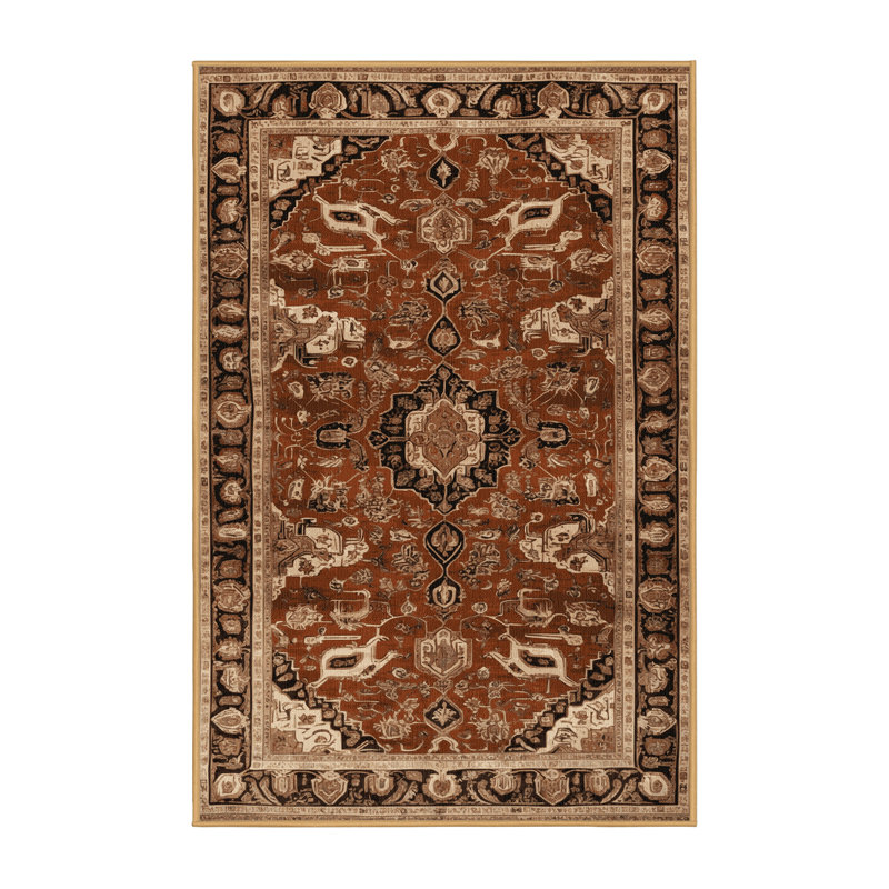 Tapis brun lavable à la machine, Rectangle 7 pi x 9 pi