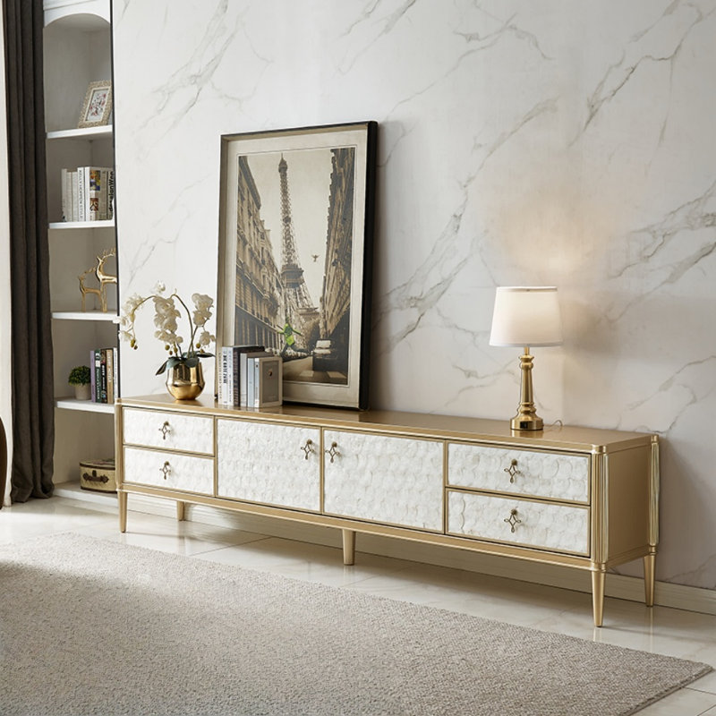 Meuble télé Modern Creative, H 23,62 po x L 94,49 po x l 15,75 po, Champagne
