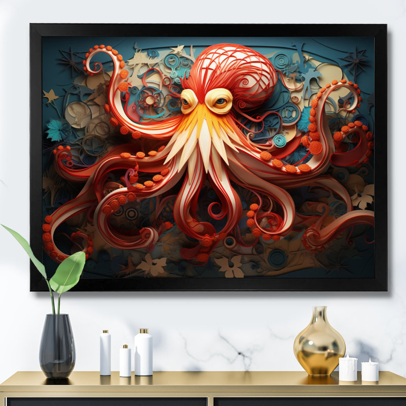 Corail Octopus Serene submersion IV - impression, H 12 po x l 20 po x P 1 po, Cadre photo noir
