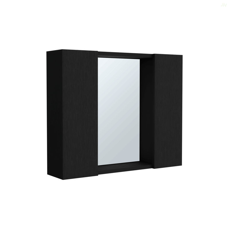 Pharmacie, double porte, miroir, une tablette extérieure, Noir