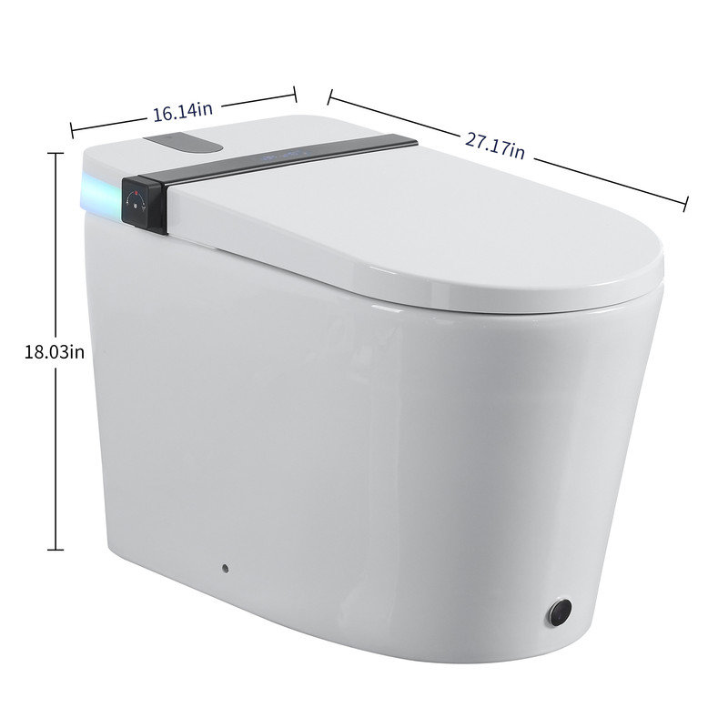 Toilette intelligente avancée avec siège de bidet, ouverture / fermeture automatique, capteur de pied et nettoyage à l'eau chaude