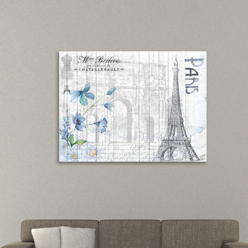 « blue day paris » par kimberly allen, impression sur toile tendue, H 24 po x l 32 po x P 1,5 po