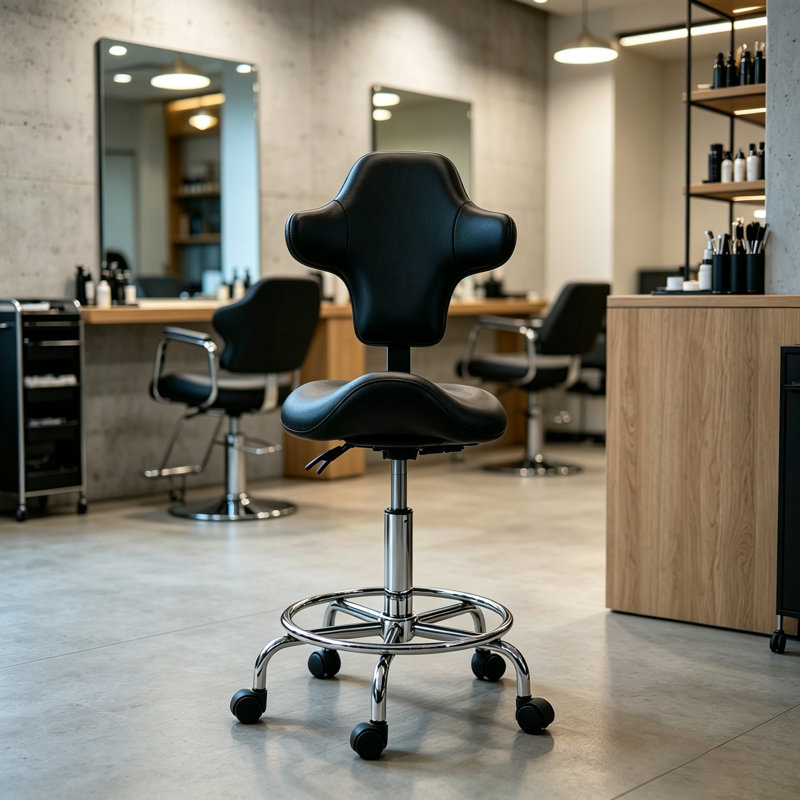Tabouret de dessinateur réglable avec repose-pieds, dossier ergonomique en similicuir, chaise de bureau pivotante à roulettes et réglable en hauteur pour bureau, salon ou atelier