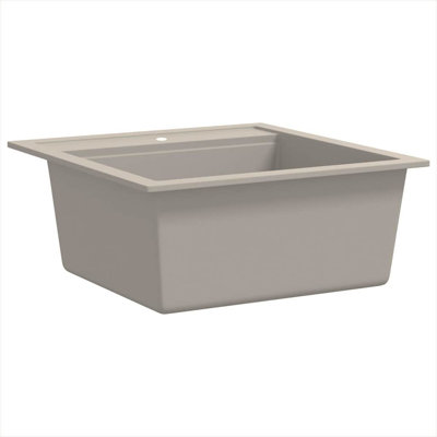 Belfry Kitchen Emeline W Single Bowl Stone Kitchen Sink with 1 Faucet Hole