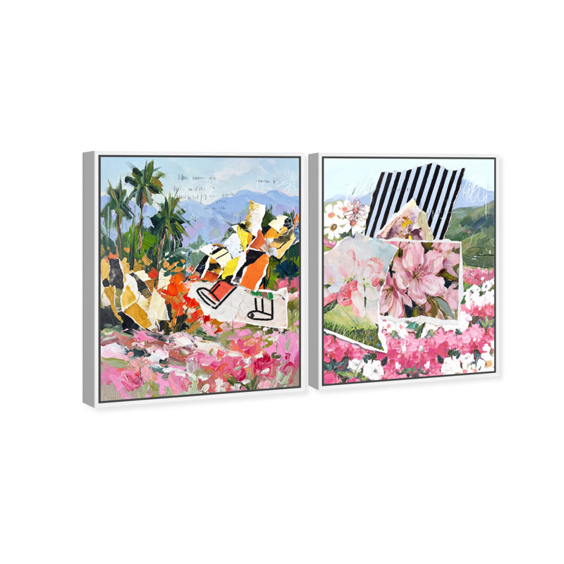 Tropic Bloom Set Landscape & Nature Canvas Print by Oliver Gal, Black Frame, 16 x 20, 25"H x 31"W, White Floater Frame