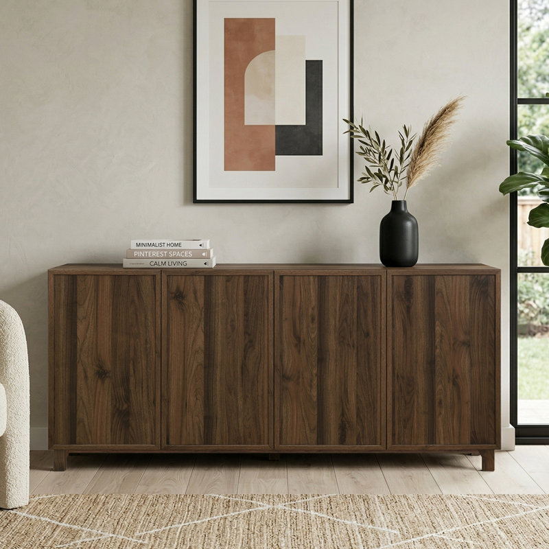 Beatriz 63" Wide 4-Door Sideboard Cabinet, Walnut