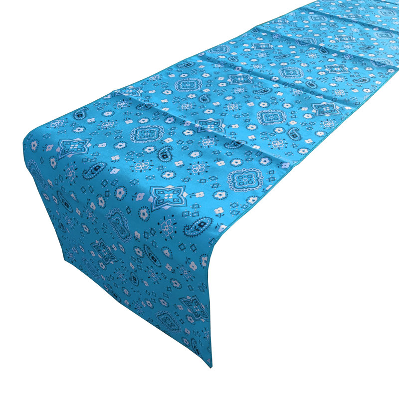 Chemin de table Bandanna, L 24 po x L 60 po, Turquoise
