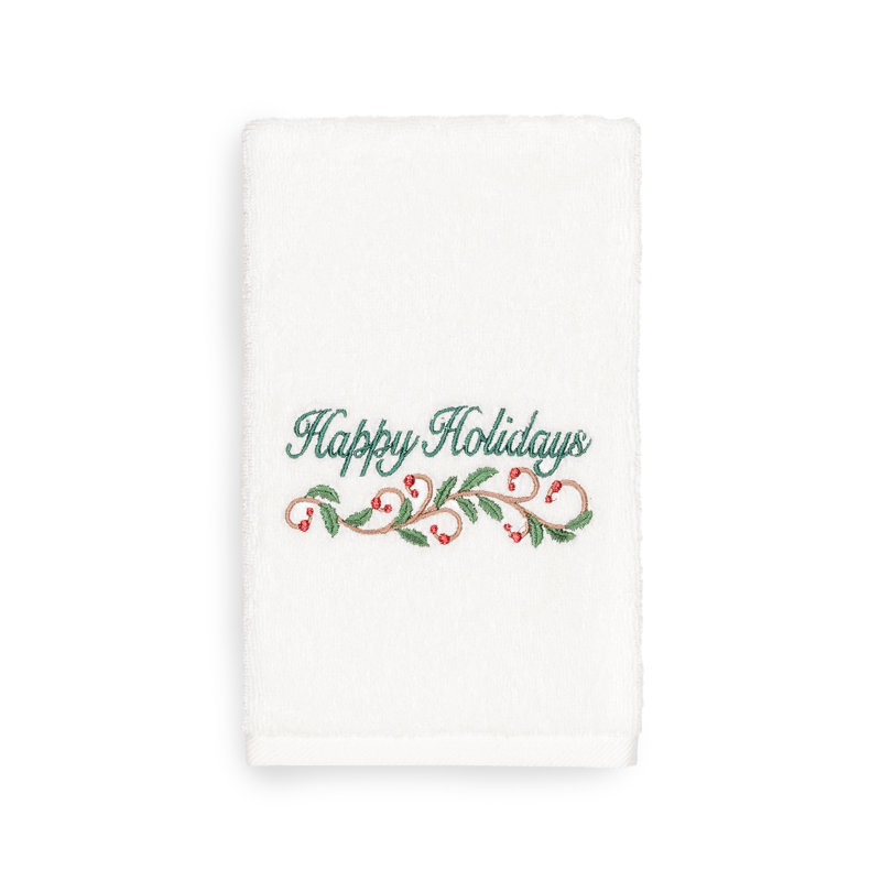 Christmas Midweight Hand Towel, White