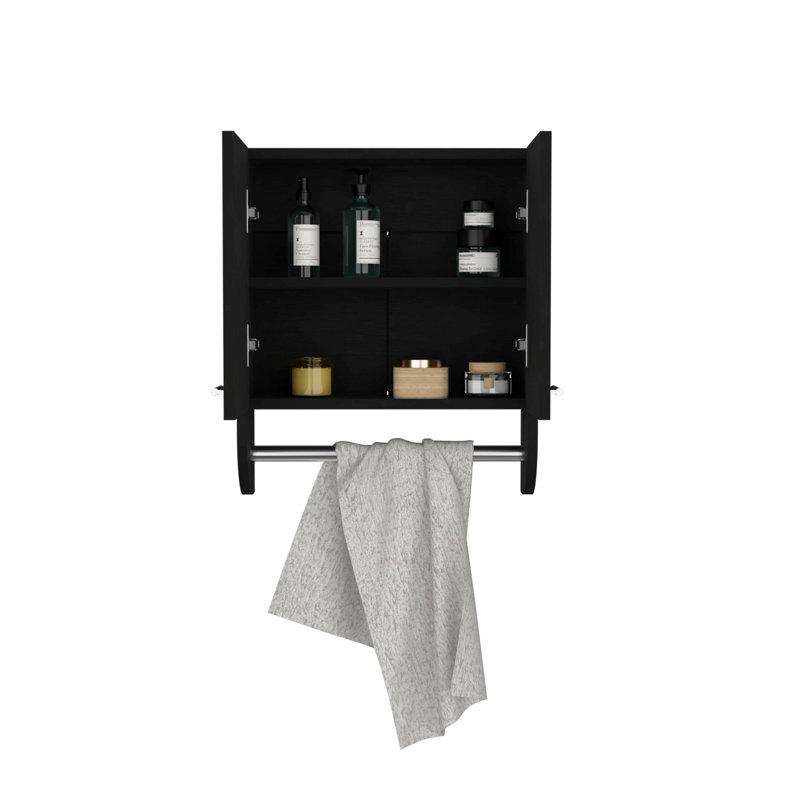 Medicine Cabinet With Towel Holder 17.4" Wide Medice Cabinet Organizer With Two Interior Shelves And Tower Holder For Bathroom, Kitchen, Mudroom