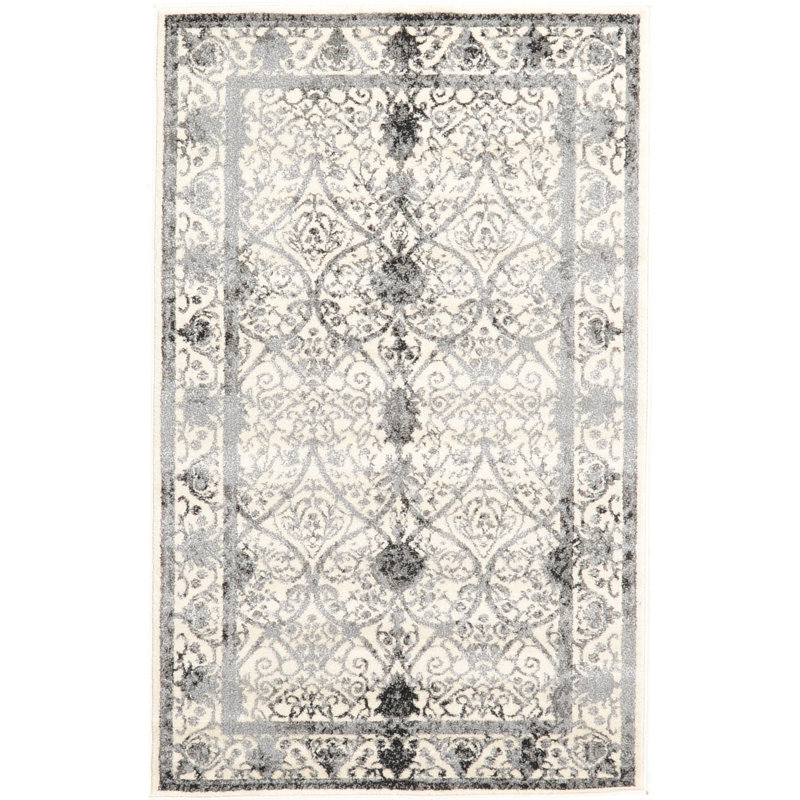 Tapis oriental ivoire Ade, Rectangle 3 pi 3 po x 5 pi 3 po
