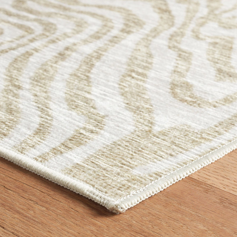 Amber Natural Machine Printed Washable Rug, Rectangle 5' x 8'
