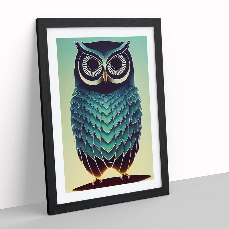 An Enlightening Owl - Wall Art, 34cm H x 25cm W, Black Framed