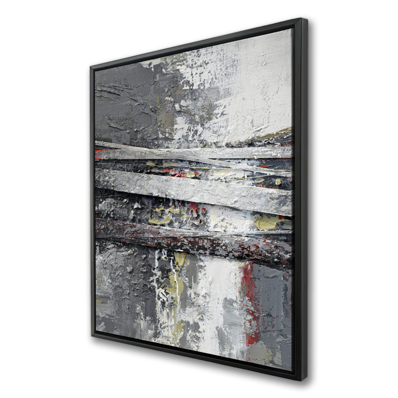 Industrial and Texturized Abstract Stripes | Framed Canvas Art
