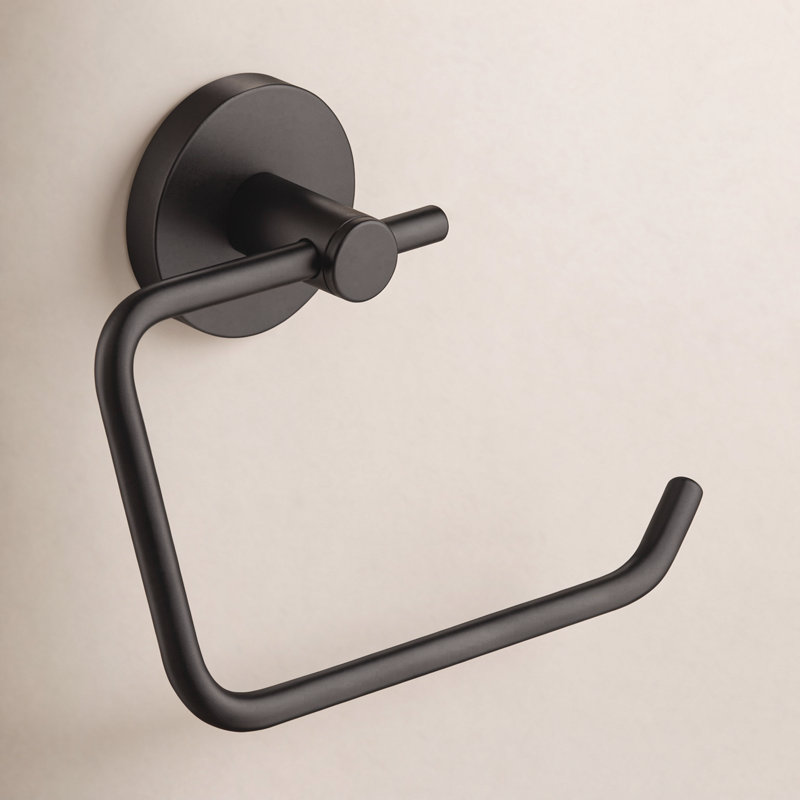 Circular Wall Mounted Toilet Paper Holder, Matte Black