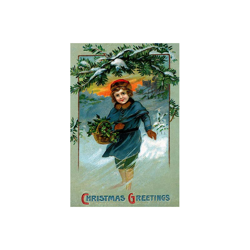 « christmas greetings », affiche rétro, H 66 po x l 44 po