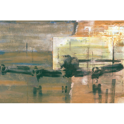 Abstract Vintage Airplane - Wrapped Canvas Painting
