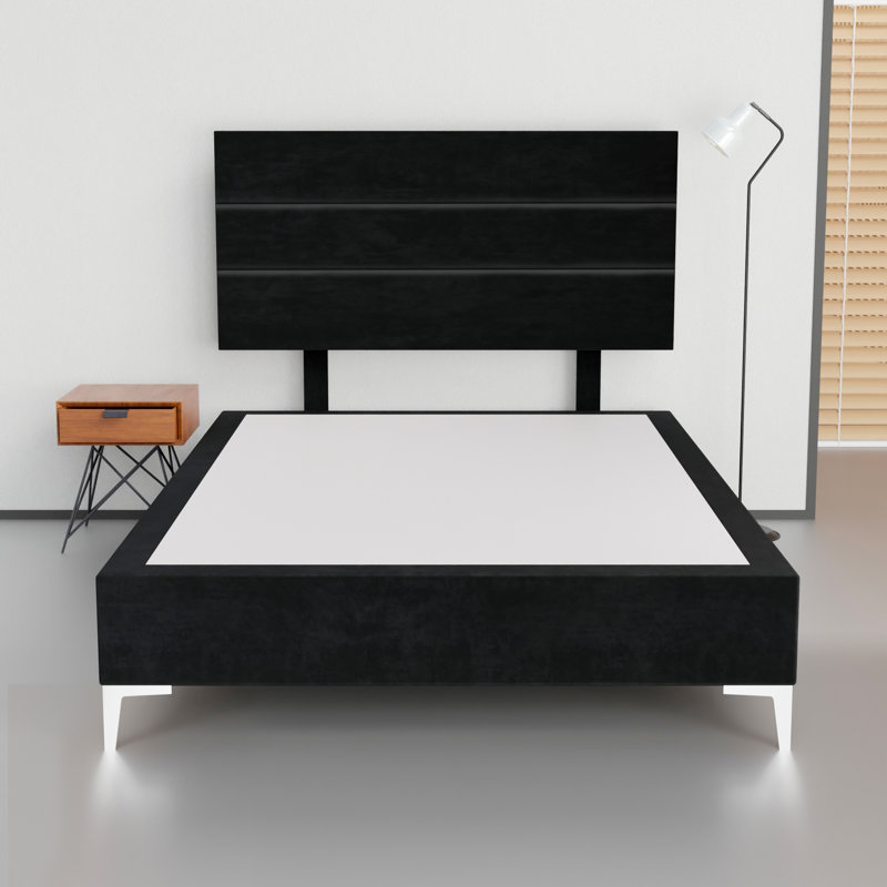 Lit plateforme tapissier Allivia, Simple TG, Noir