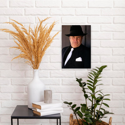 Man In Black Suit And Fedora Classic Retro Vintage Portrait Wall Art