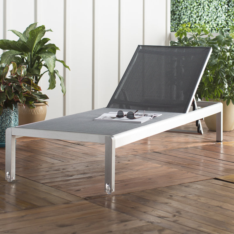 Chaise longue inclinable simple Caggiano, 1, Gris foncé / beige