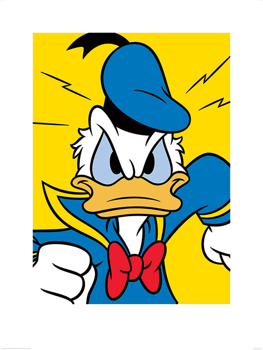 Donald Duck Mad Poster Graphic Art Print, 40cm H x 30cm W, Black Frame, Yellow