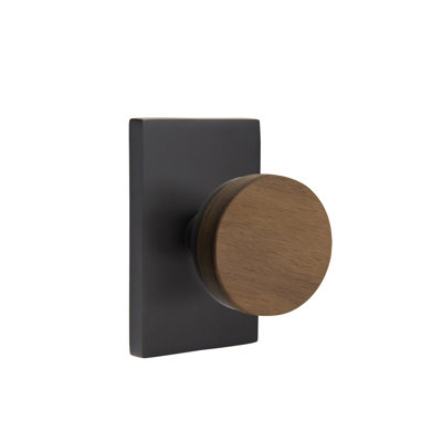 Ensemble de boutons de passage Emtek Select avec rosette rectangulaire moderne et tige conique, bouton en noyer foncé (CF)