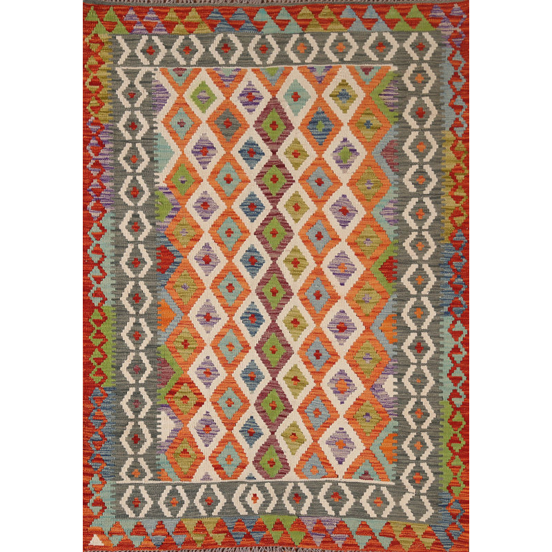 Tapis décoratif multicolore kilim oriental 4 x 6