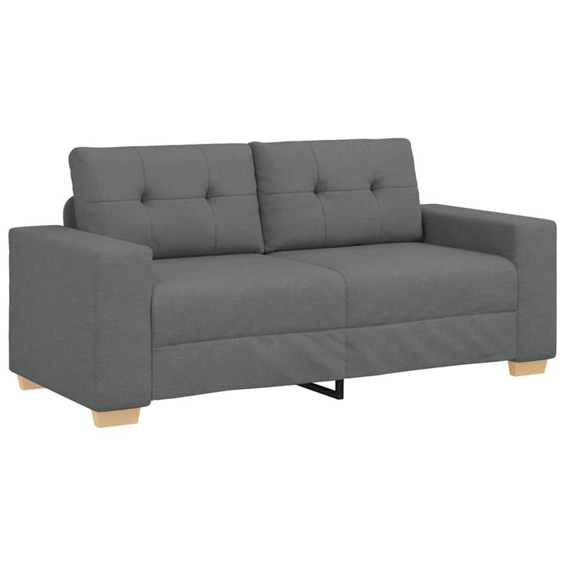 vidaXL Loveseat Sofa Dark Grey Polyester Fabric, Plywood, Steel, Plastic, Dark Gray