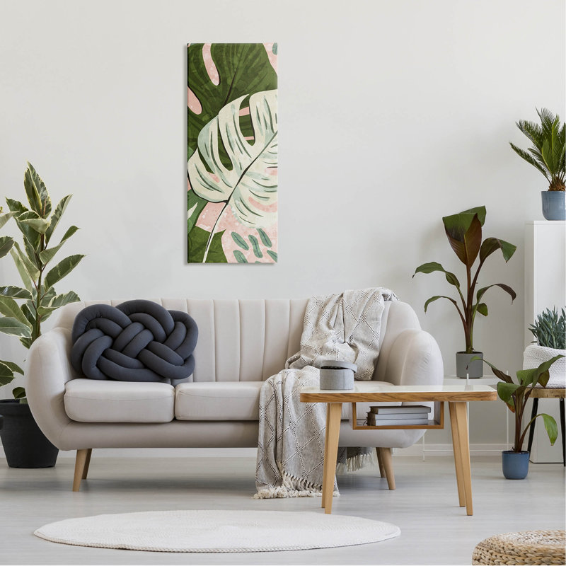 «Tropical Monstera Leaf Shapes» par Ziwei Li, L 17 po x H 40 po x P 1,5 po, Toile tendue