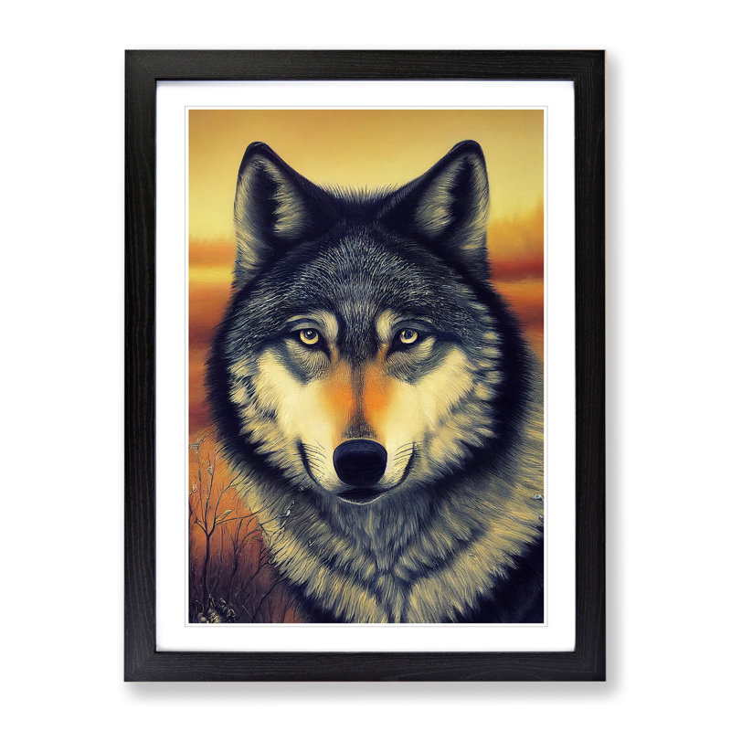 Beautiful Wolf - Wall Art, Black Framed, 48cm H x 36cm W, White