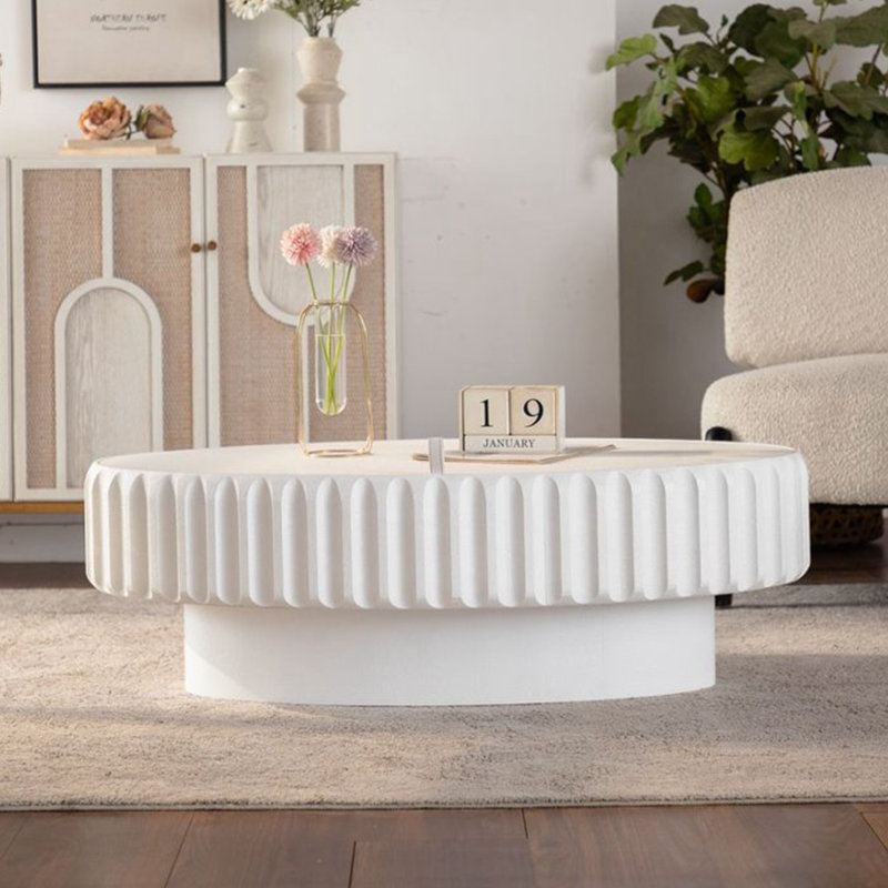 Table de rangement cannelée avec couvercle amovible