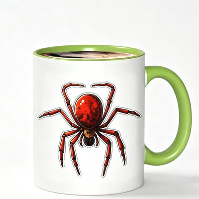 Halloween Spider with Red & Black Spider Design Ceramic Coffee Mug Coffee Cup Tea Mug Christmas Gift Home Reusable Can Hold Tea Milk.