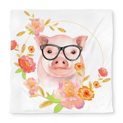 Happy Little Pig Queen Duvet Cover - Farm Animal Decor