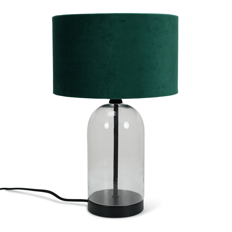 Glass Desk Lamp, Forest Green, Black, 38.5" H x 19" W x 19" D