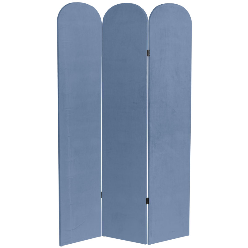 Cloison pliante en velours 3 panneaux Wayt, Bleu