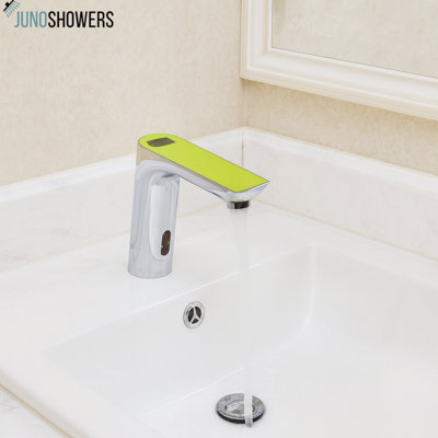 Robinet de salle de bain à capteur de mouvement sans contact Juno - finition chromée, fixation sur le comptoir