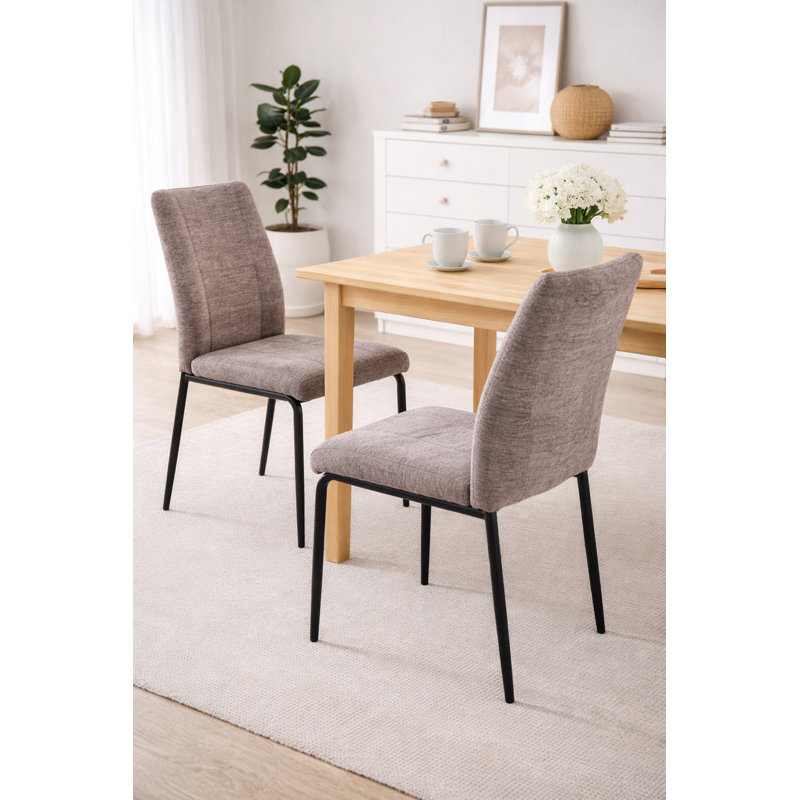 50cm H Polyester Blend Upholstered Metal Side Chair, Brown