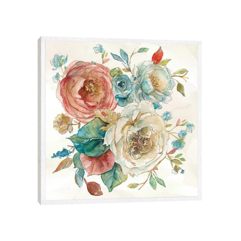Rose Garden I by Carol Robinson - Painting on Canvas, White Framed, 93.98 cm H x 93.98 cm W