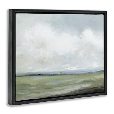 Vast Cloudy Countryside Abstract Gold Framed Floater Canvas Wall Art, design by Jacob Q