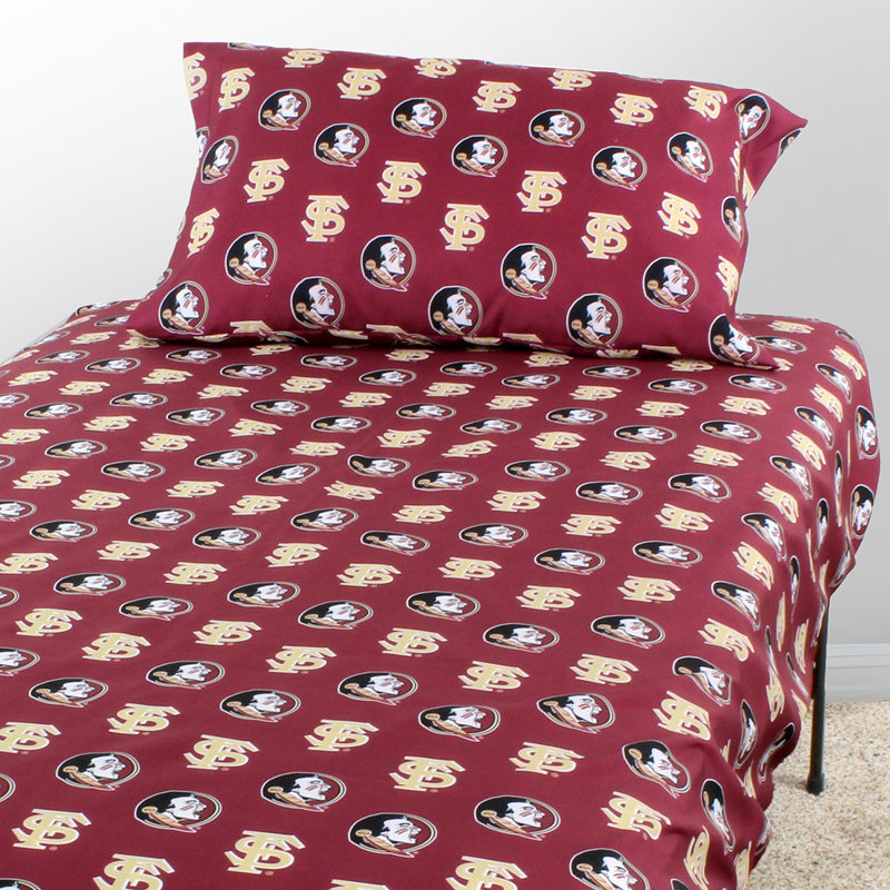 NCAA Sheet Set, Twin XL Sheet Set + Fitted Sheet + Pillowcase, Florida State
