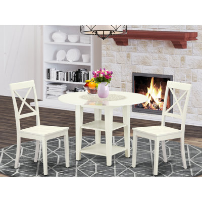 Adellyn Drop Leaf Rubberwood Solid Wood Dining Set