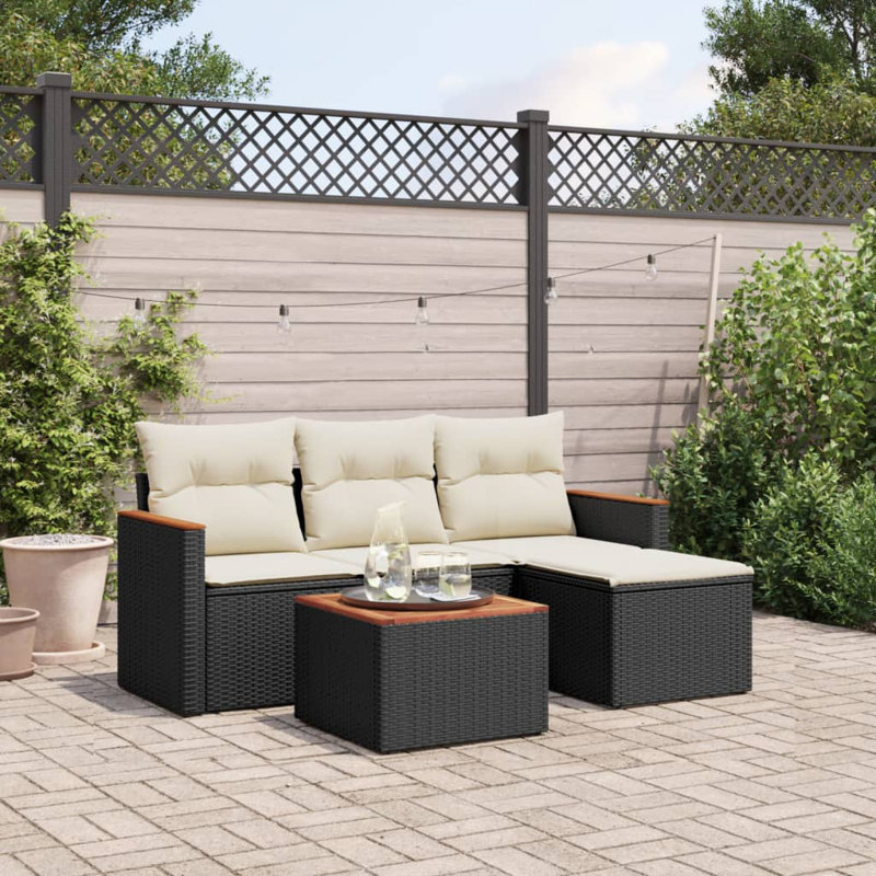 Vidaxl Garden Sofa Set Black, Cream White